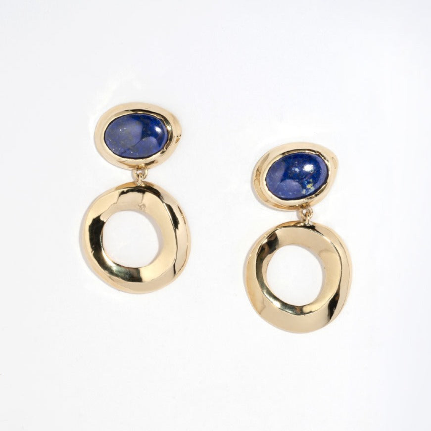 Bianca Drop Earrings, Bronze & Lapis x Faris