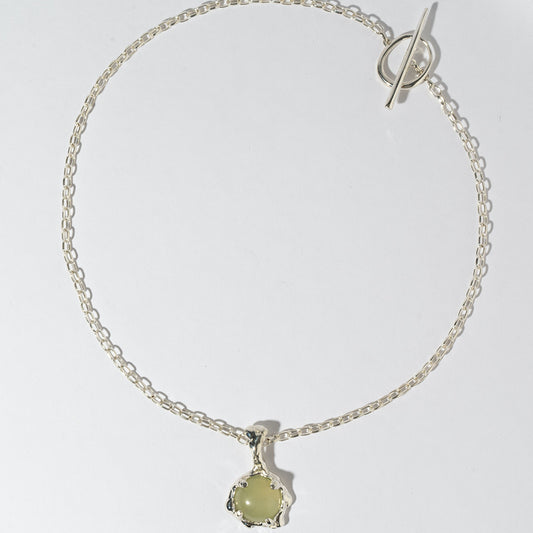 Lava Amulet Necklace, Sterling Silver & Serpentine x Faris