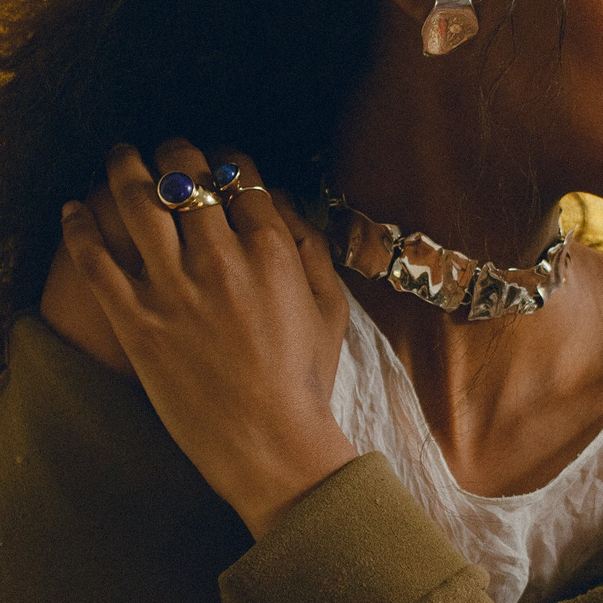 Offset Ring, Bronze & Lapis x Faris