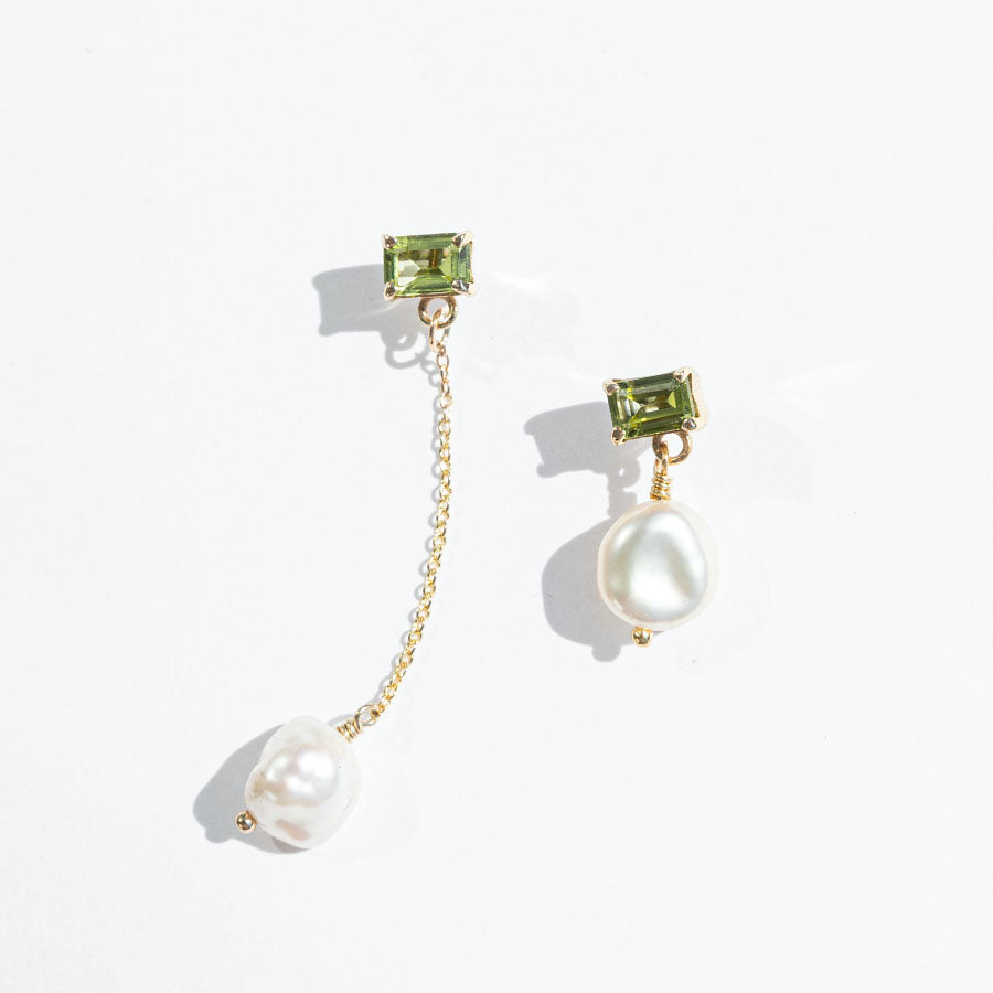Gemma Drop Earrings, Bronze & Peridot x Faris