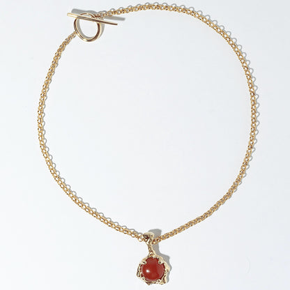Lava Amulet Necklace, Bronze & Carnelian x Faris
