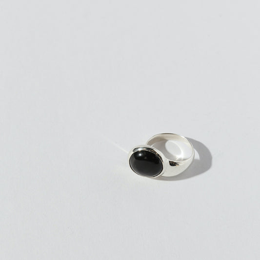 Offset Ring, Sterling Silver & Onyx x Faris